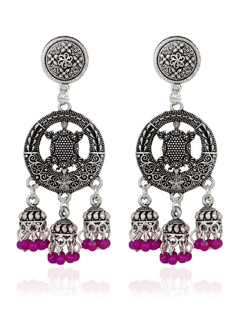 Silver N Pink Danglers