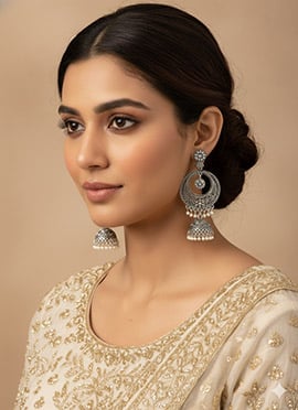 Silver N White Danglers