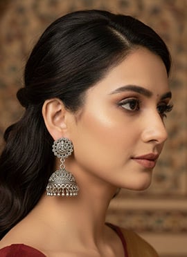 Silver Oxidised Jhumka