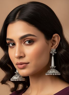 Silver Oxidised Jhumka