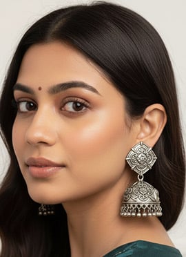 Silver Oxidised Jhumka