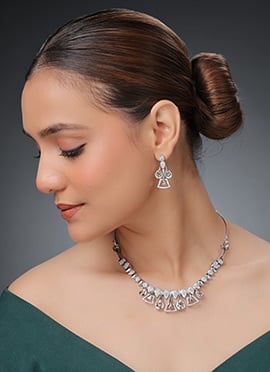 Silver Plated Stone Work Necklace