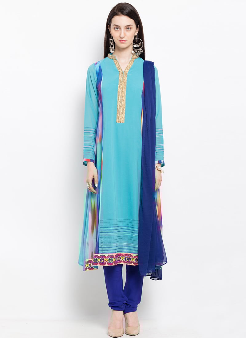 Sky Blue Georgette Anarkali Suit After Six Wear
