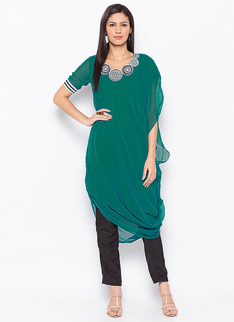 Sky Blue Georgette Embroidered Kurta Straight Pant Set After Six Wear