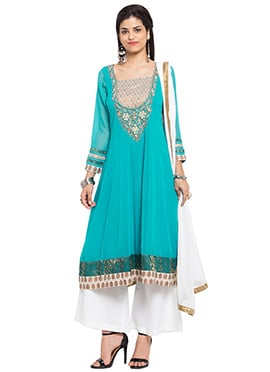 Sky Blue Georgette Palazzo Suit