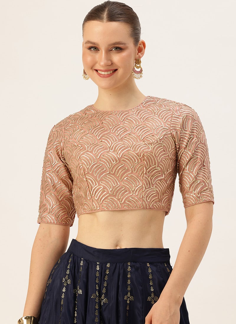Soft Pink Embroidered Net Blouse