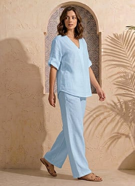 Solid Blue Cotton Co ord Set