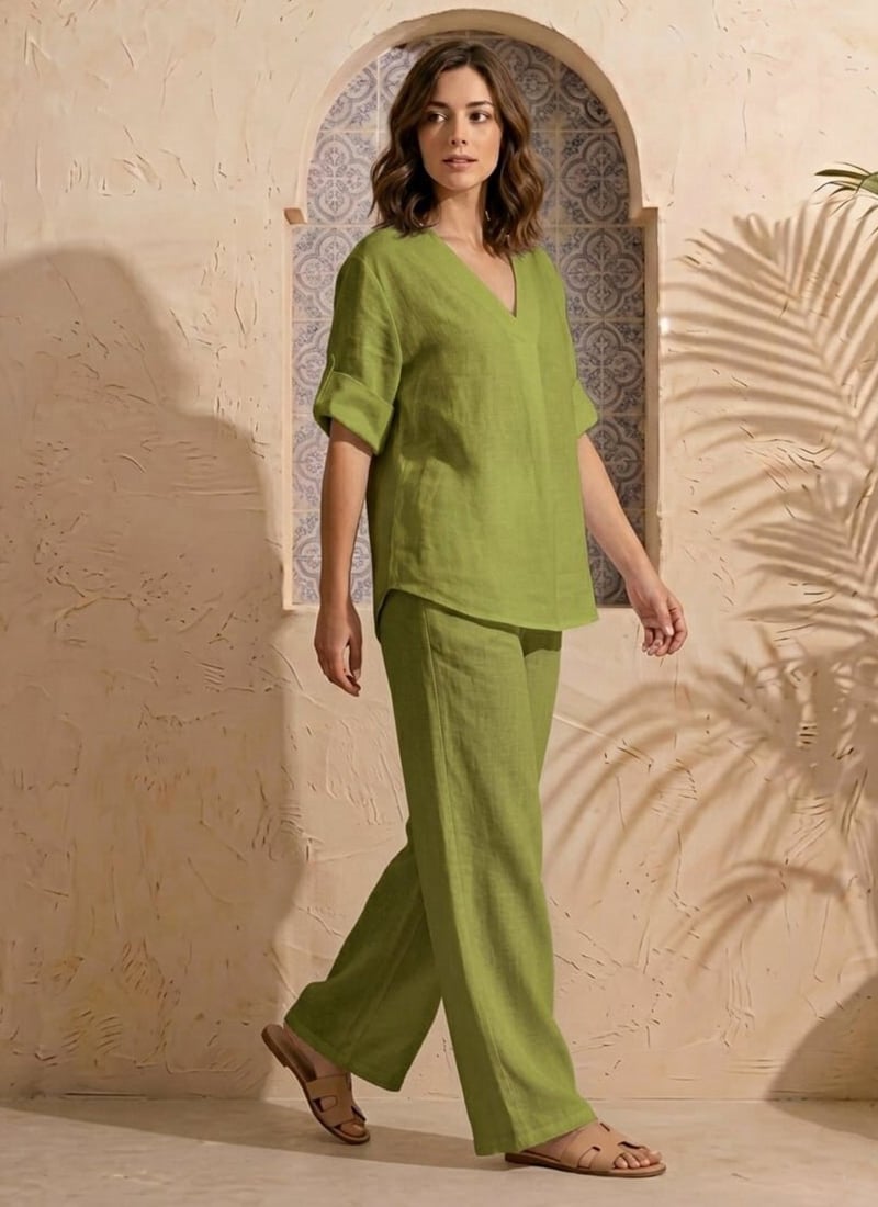 Solid Green Cotton Co ord Set After Six Wear