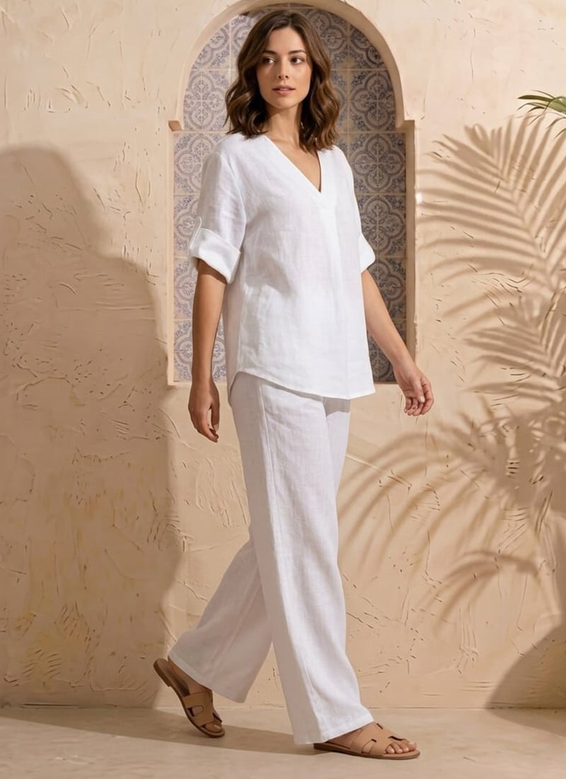 Solid white cotton co ord set After Six Wear