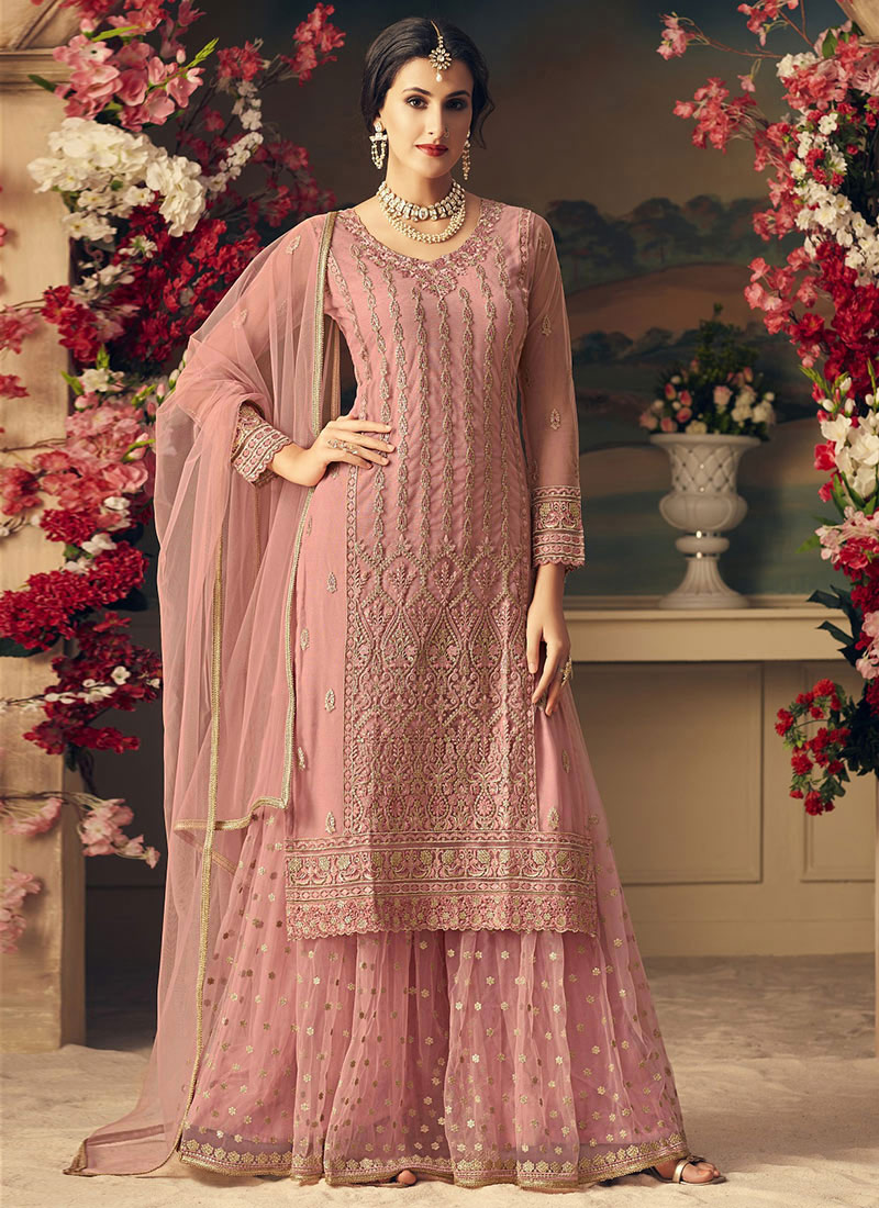 Pink plazo online Clearance