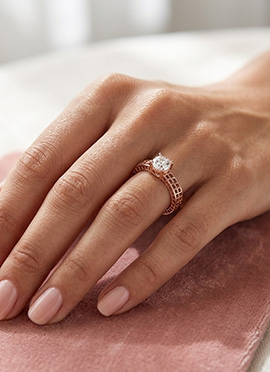 Sparkling Rose Gold 925 Sterling Silver Moissanite Ring