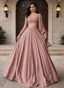 Splendid Georgette Sequins Umbrella Lehenga