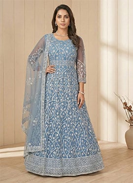 Splendid Net Embroidered Anarkali Suit