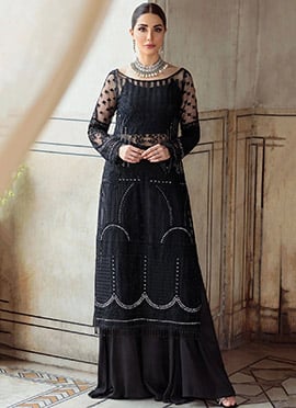Stunningly Embroidered Net Palazzo Suit