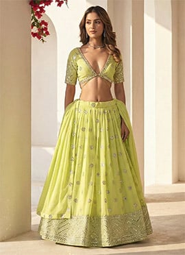 Stunningly Embroidered Sequins Umbrella Lehenga