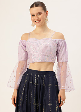 Style Diva Lavender Net Embroidered Blouse
