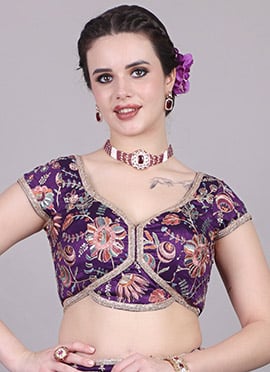 Style Diva Purple Art Silk Embroidered Blouse