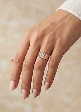 Stylish Rose Gold 925 Sterling Silver Moissanite Ring