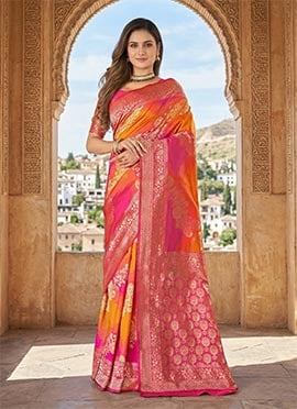 Sunlit Charm Yellow Silk Benarasi Saree