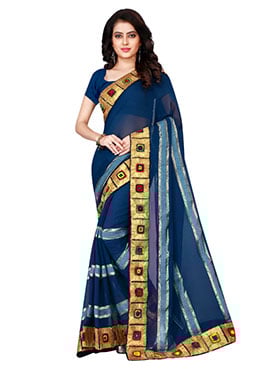 Teal Blue Georgette Saree