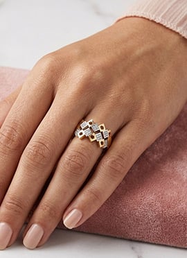 Trendy Gold 925 Sterling Silver Moissanite Ring