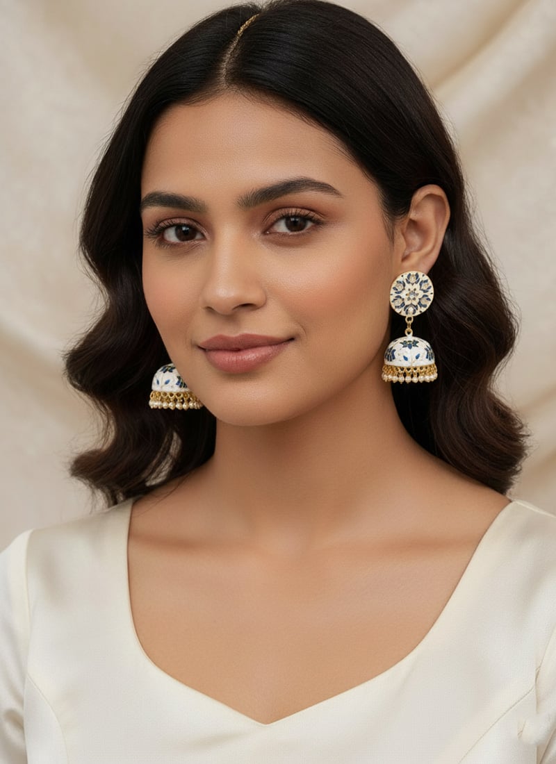 Tricolor Jhumka Earrings Festive Wear