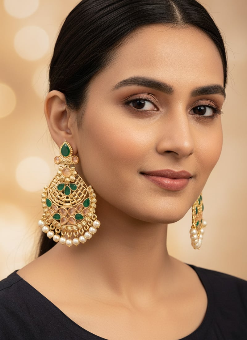 Tricolored Dangler Earrings Festive Wear