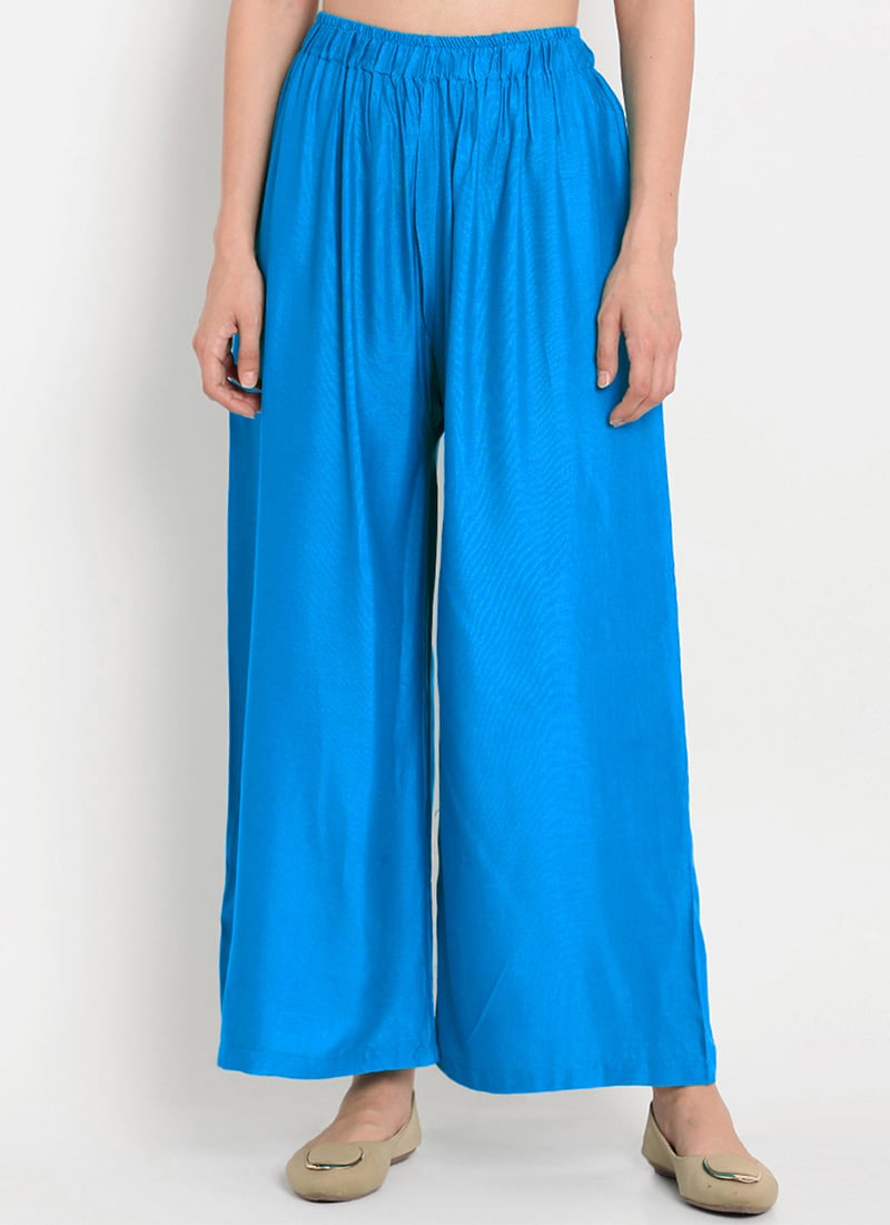 Turquoise Cotton Palazzo Pant