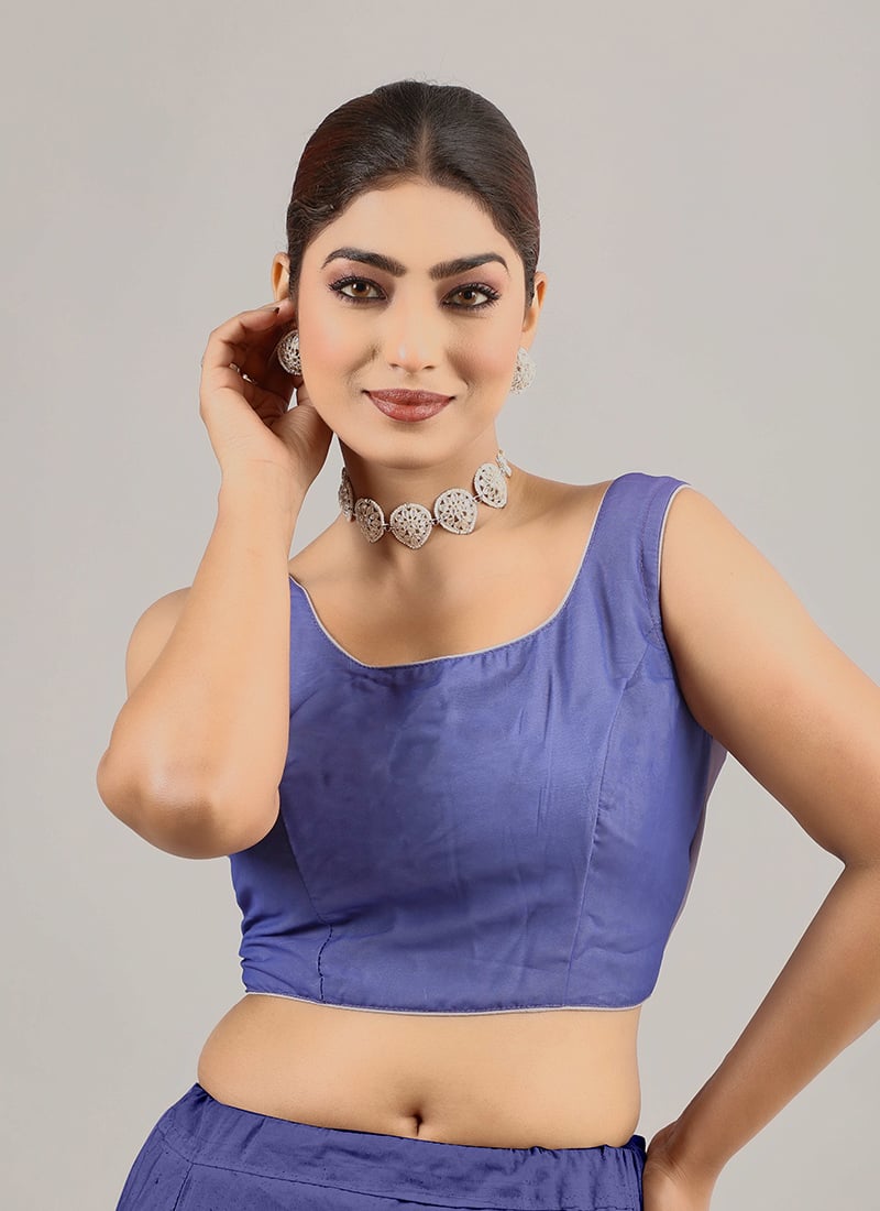 Violet Ombre Georgette Sleeveless Blouse Festive Wear