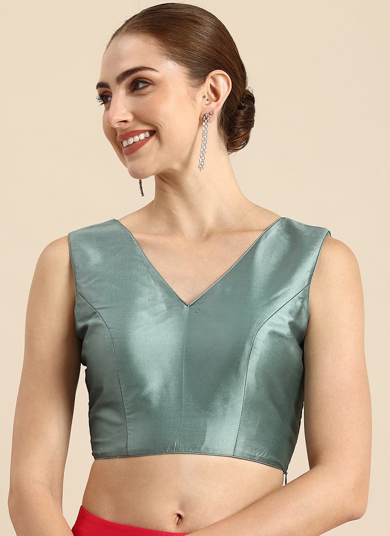 Wasabi Green Tafetta Blouse Work Wear
