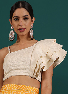 White Art Silk Embroidered Blouse