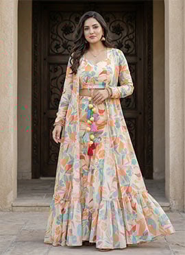 White Chinon Digital Print Co ord sets