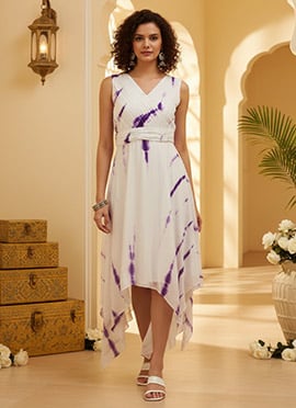 White Georgette Tie N Dye Dress