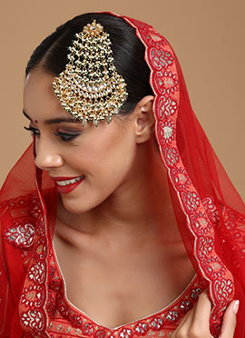 White Gold Plated Kundan And Pearl Work Passa