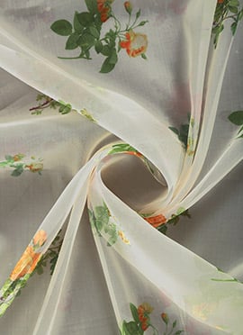 White Printed Organza Dupatta