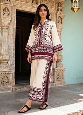 White Rayon Digital Print Co ord sets