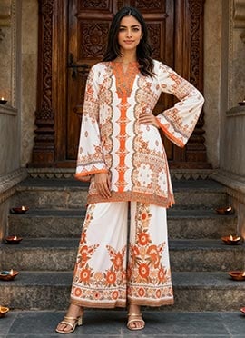 White Rayon Digital Print Co ord sets