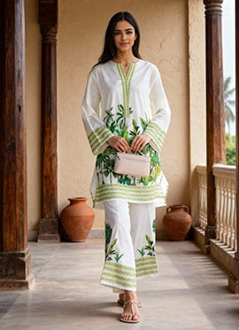 White Rayon Digital Print Co ord sets