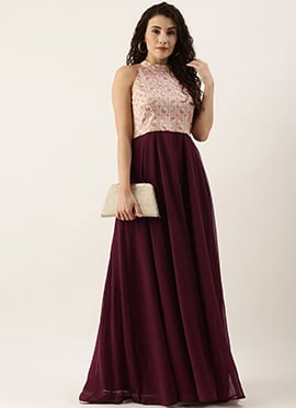 White Tie N Dye Nylon Purple Flared Dress