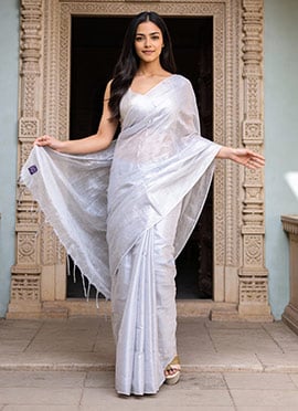White Tissue Saree