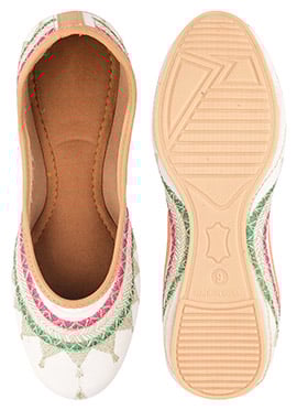 White Zari Work Juti