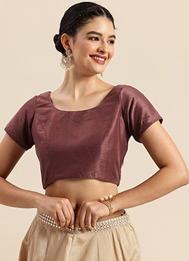 Wine Art Silk Round Neck Blouse