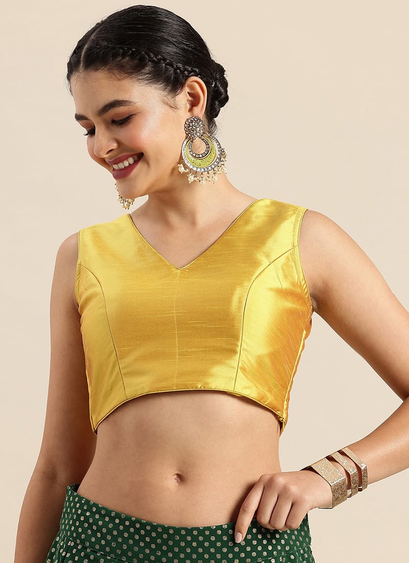 Yellow Art Silk Blouse Work Wear