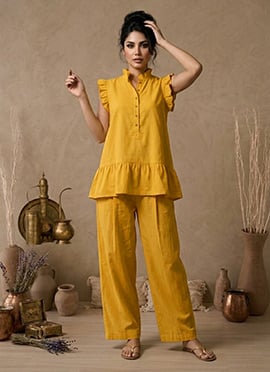 Yellow Cotton Co Ord Set