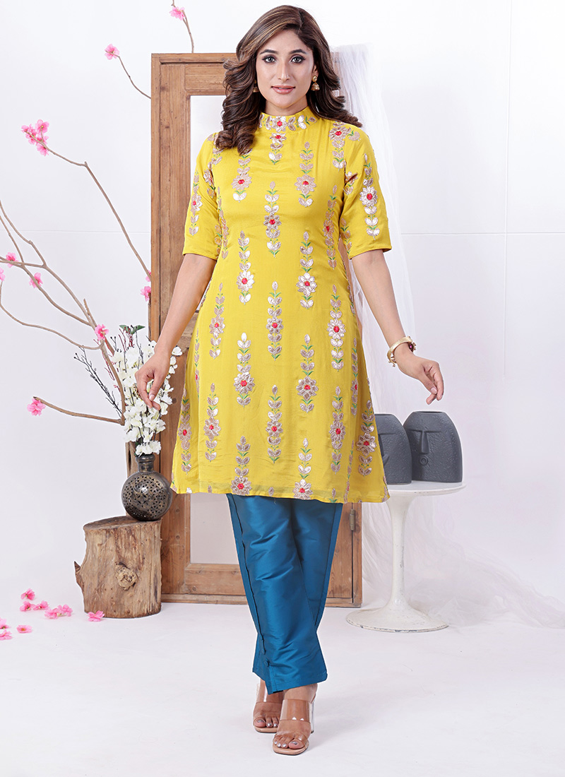 Sunlit Yellow Kurti Pant Set