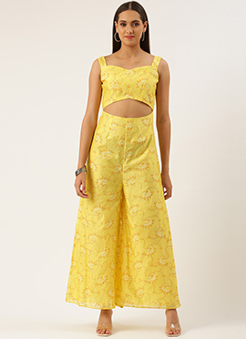 Yellow Foil Printed Jumpsuit