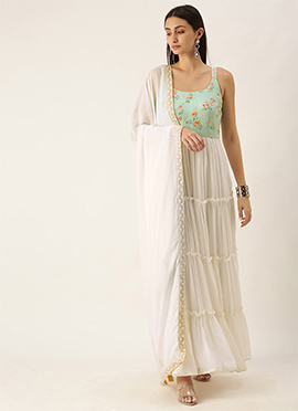 white plain anarkali suit