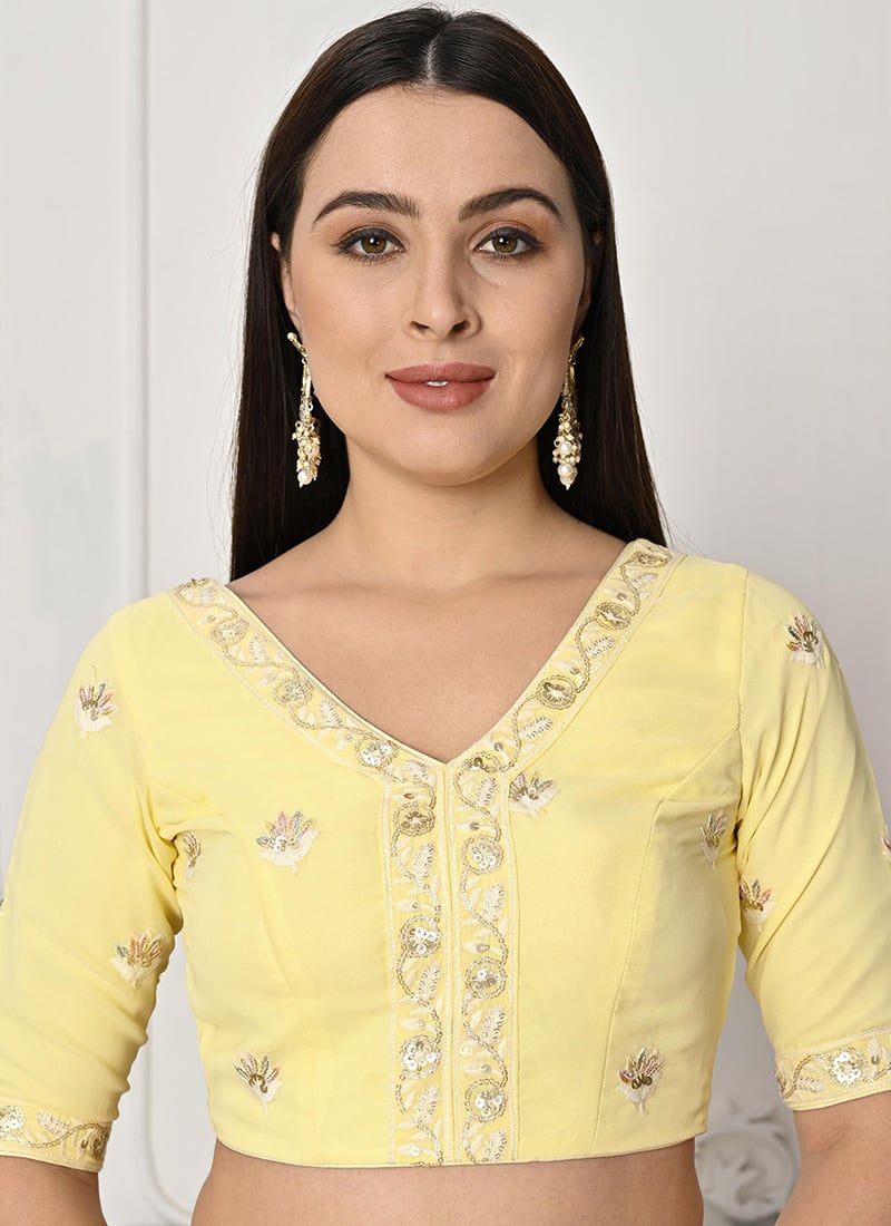 Yellow Georgette Embroidered Blouse