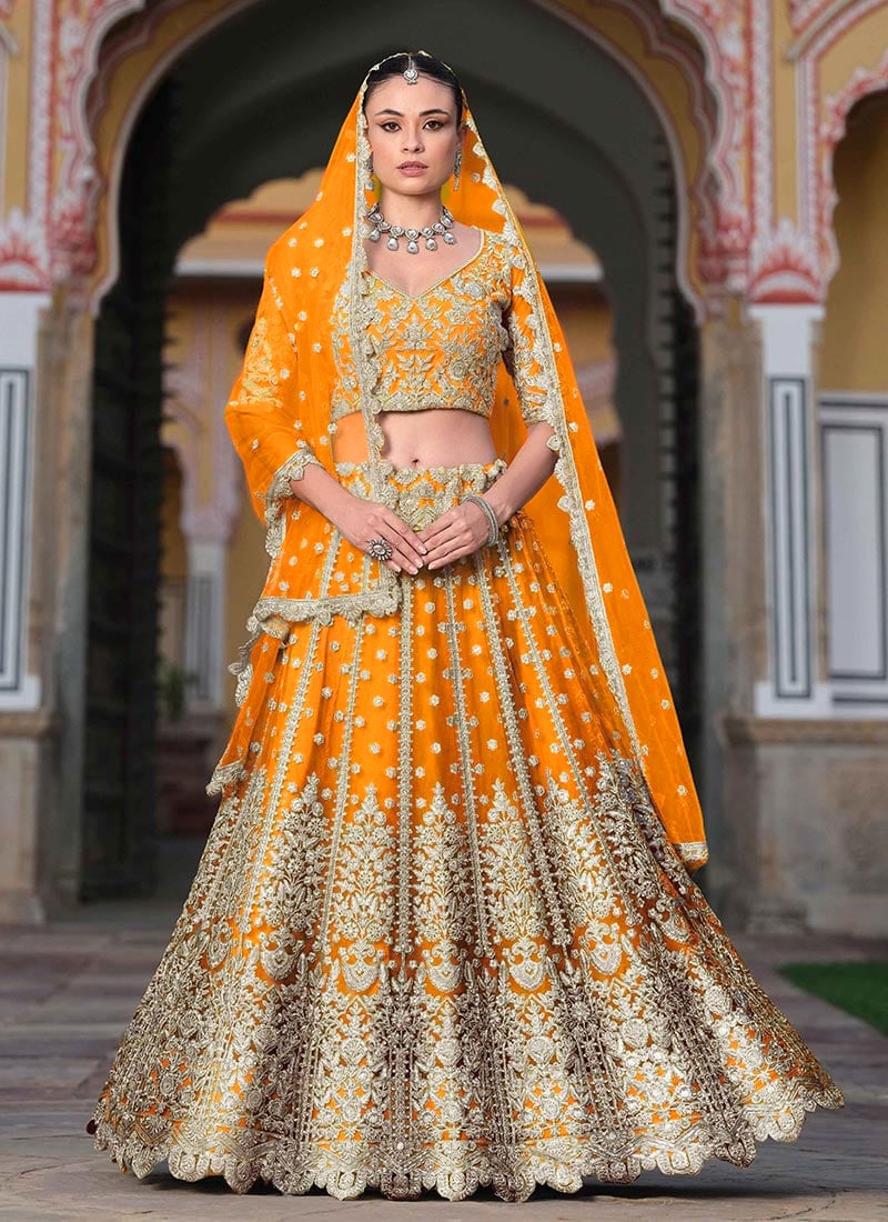 Yellow Net Embroidered Stone Sequins Lehenga A Perfect Choice Wedding Wear