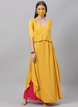 Teen Girls Yellow Round Neck Kurti